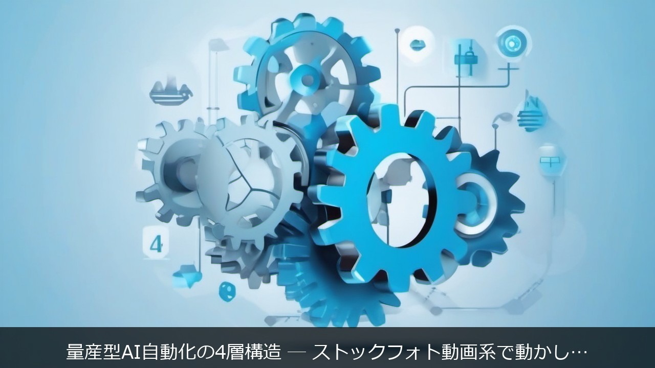 量産型AI自動化の4層構造のアイキャッチ画像 - ストックフォト動画系で動かしている中身