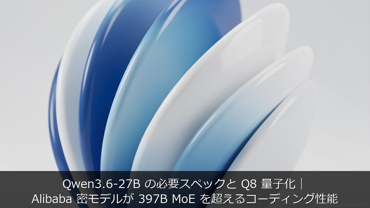Qwen3.6-27B の必要スペックと Q8 量子化｜Alibaba 密モデルが 397B MoE のアイキャッチ画像