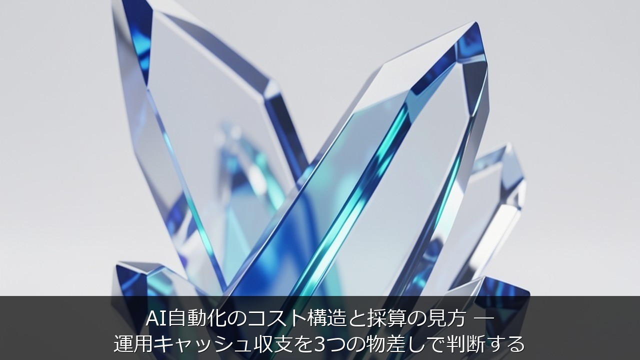 AI自動化のコスト構造と採算の見方 ─ 運用キャッシュ収支を3つの物差しで判断する のアイキャッチ画像