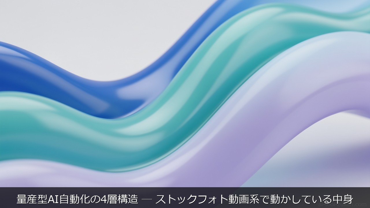 量産型AI自動化の4層構造 ─ ストックフォト動画系で動かしている中身 のアイキャッチ画像
