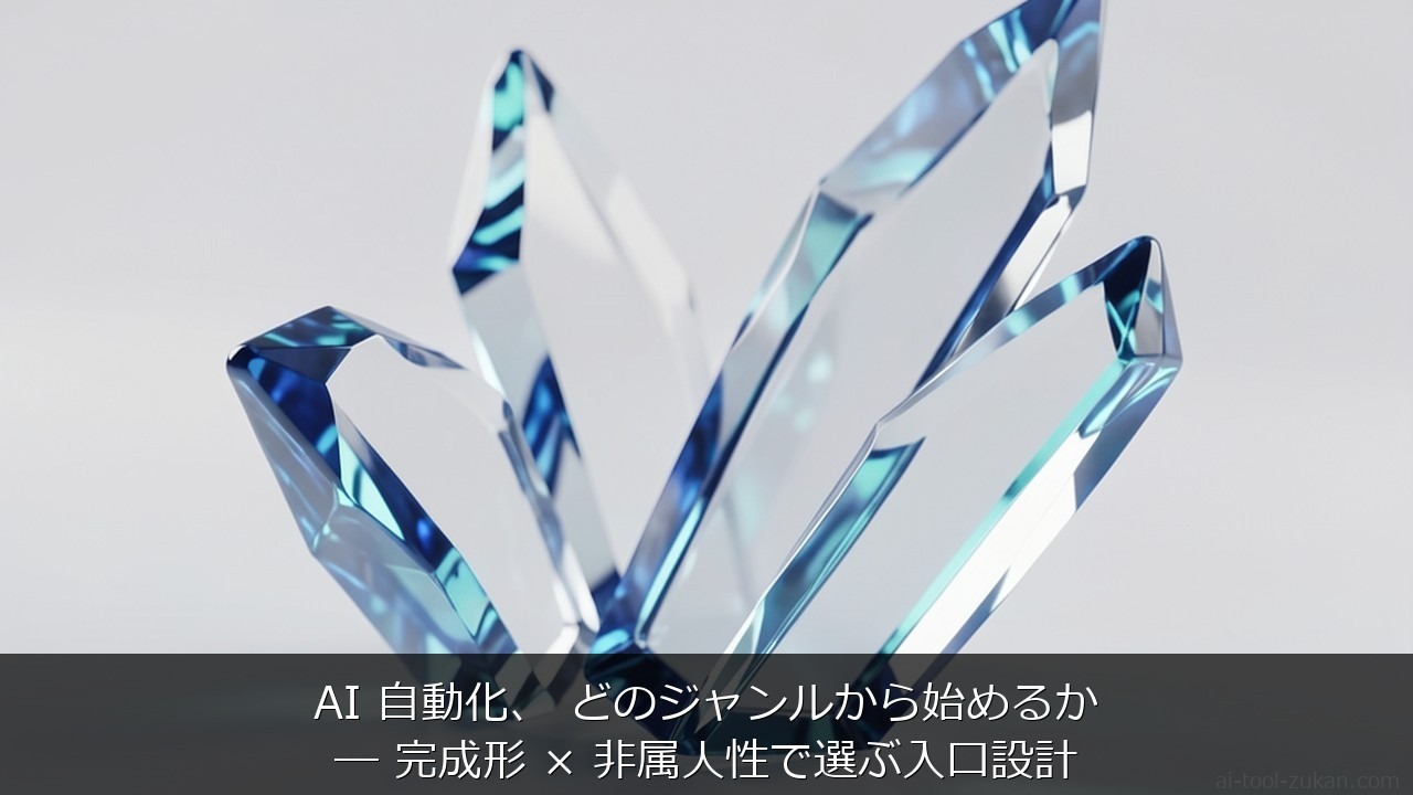 AI 自動化、 どのジャンルから始めるか ─ 完成形 × 非属人性で選ぶ入口設計 のアイキャッチ画像