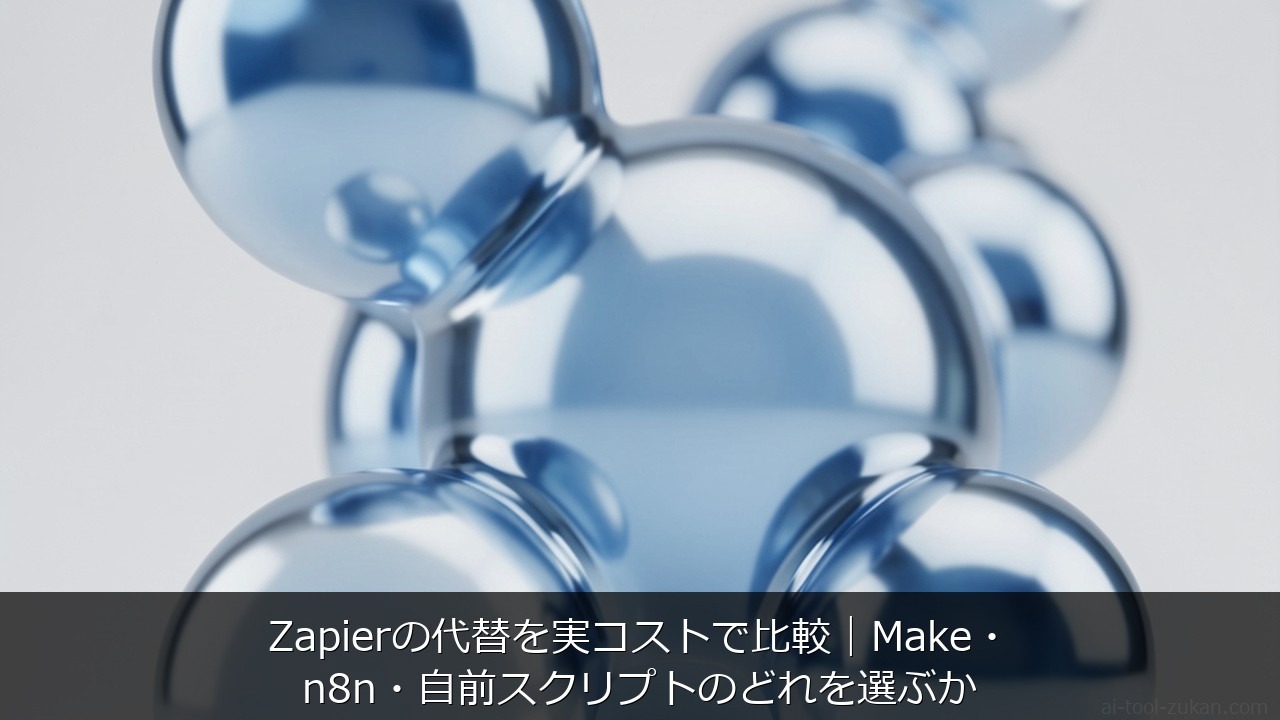 Zapierの代替を実コストで比較｜Make・n8n・自前スクリプトのどれを選ぶか のアイキャッチ画像