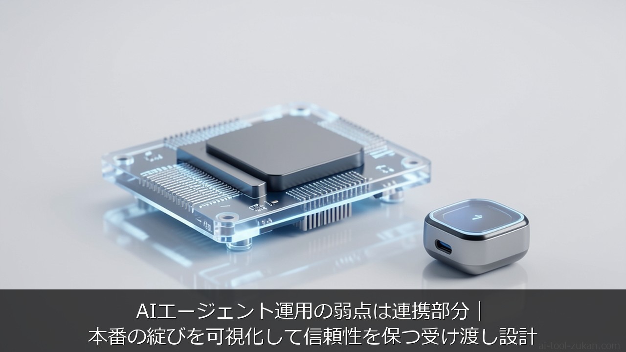 AIエージェント運用に関する記事のアイキャッチ画像 - AIエージェント運用の弱点は連携部分｜本番の綻びを可視化して信頼性を保つ受け渡し設計