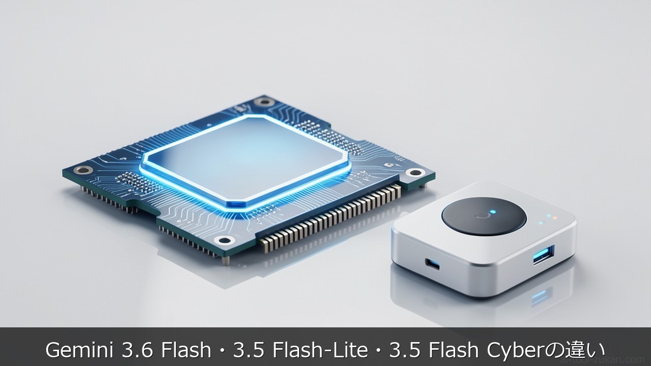 Gemini 3.6 Flash・3.5 Flash-Lite・3.5 Flash Cyberに関する記事のアイキャッチ画像 - Gemini 3.6 Flash・3.5 Flash-Lite・3.5 Flash Cyberの違い