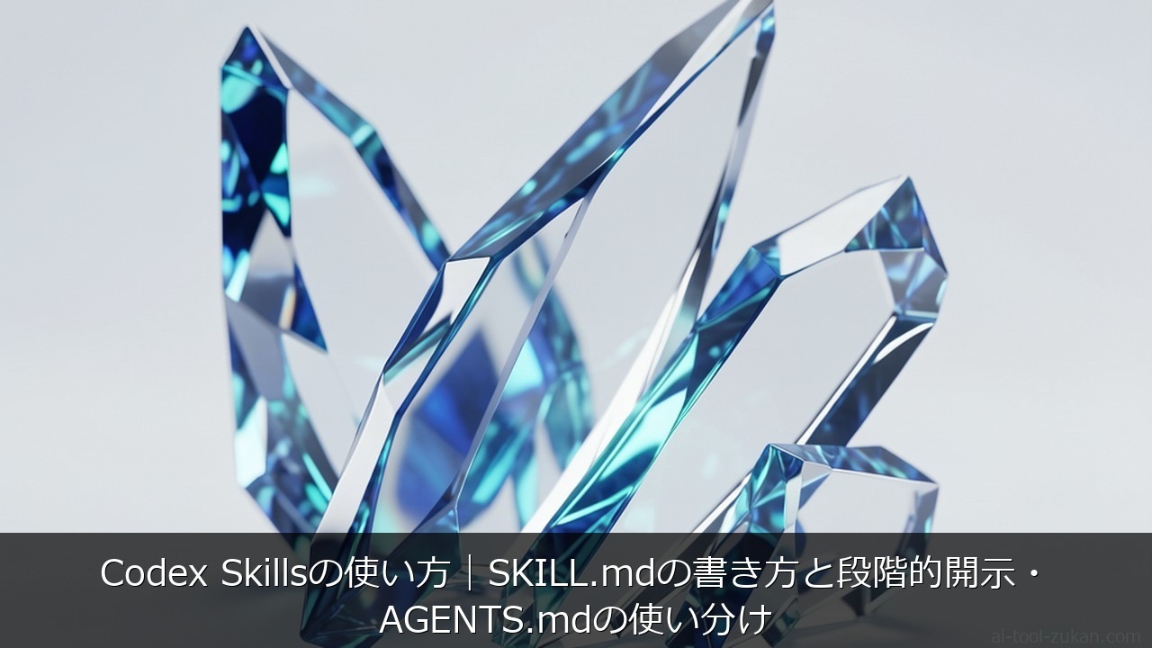 Codex Skillsの使い方｜SKILL.mdの書き方と段階的開示・AGENTS.mdの使い分け のアイキャッチ画像