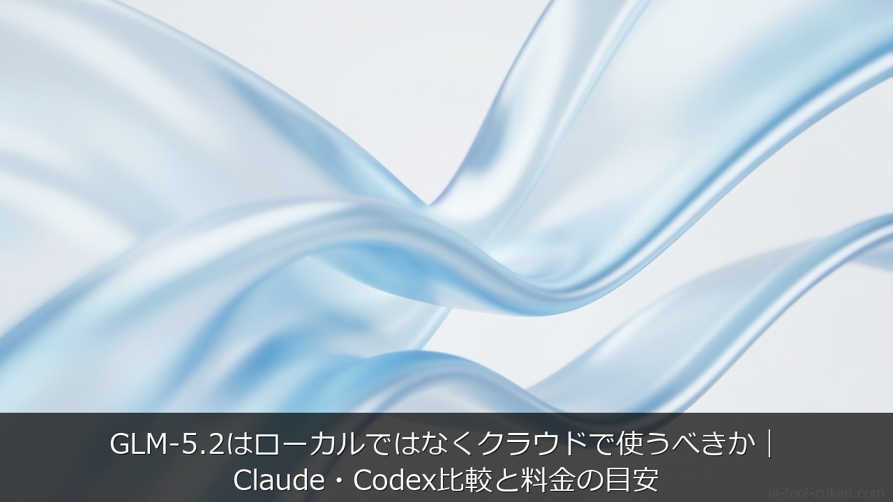 GLM-5.2はローカルではなくクラウドで使うべきか｜Claude・Codex比較と料金の目安 のアイキャッチ画像