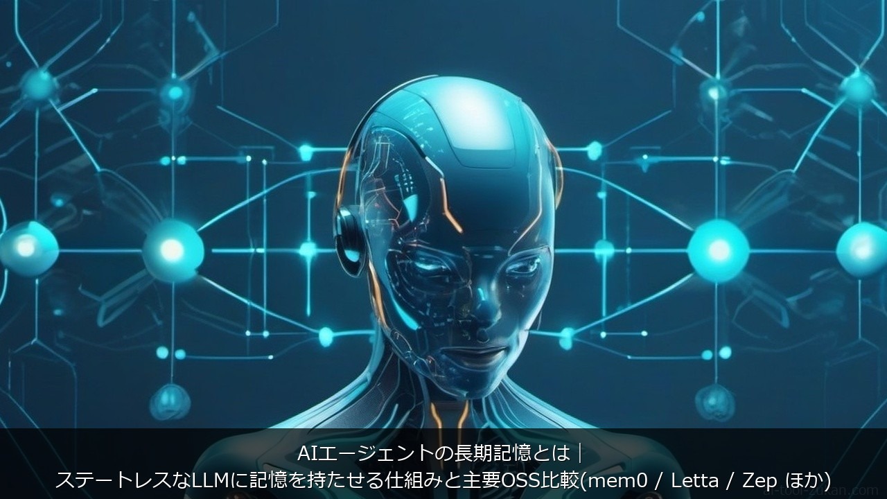 AIエージェントの長期記憶とは｜ステートレスなLLMに記憶を持たせる仕組みと主要OSS比較(mem0 / Letta / Zep ほか)
