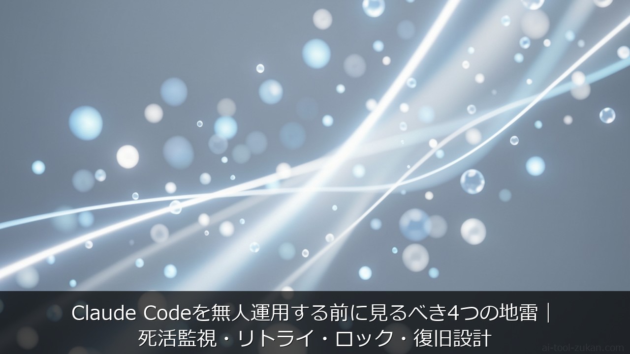 Claude Codeを無人運用する前に見るべき4つの地雷｜死活監視・リトライ・ロック・復旧設計のアイキャッチ画像
