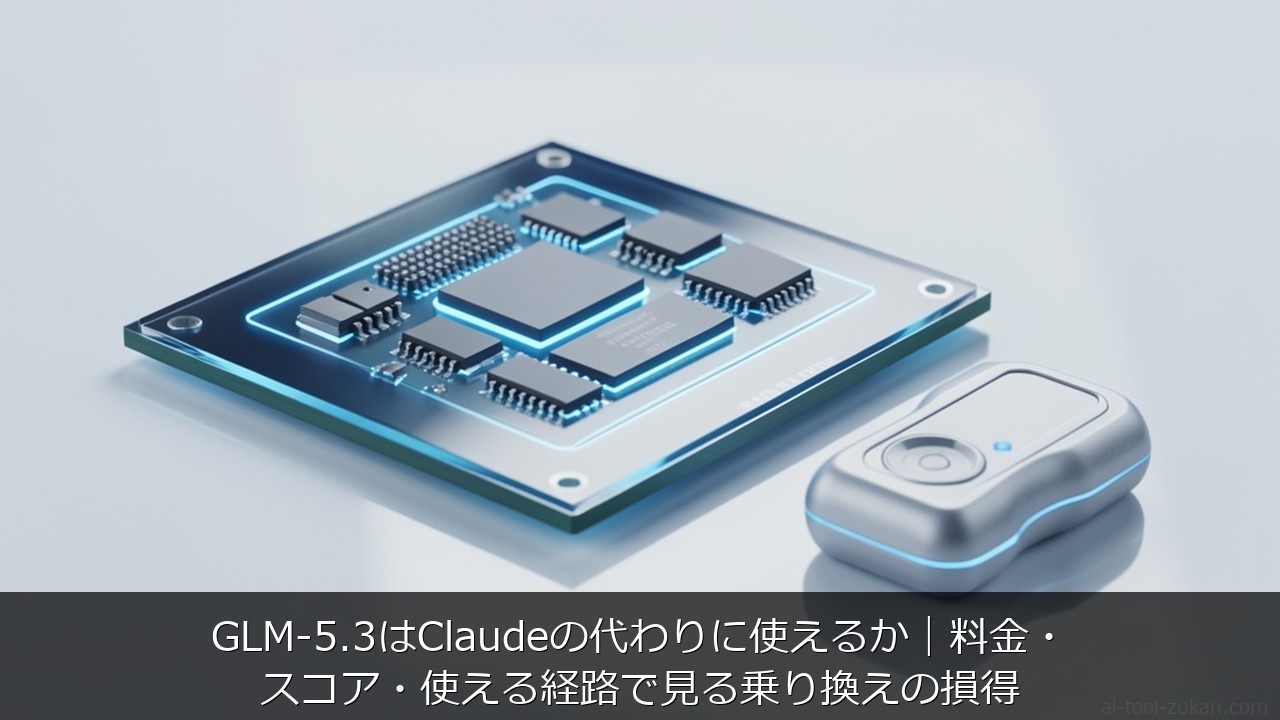 GLM-5.3はClaudeの代わりに使えるか｜料金・スコア・使える経路で見る乗り換えの損得 のアイキャッチ画像