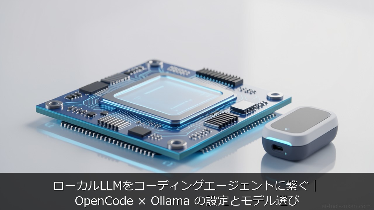 ローカルLLMをコーディングエージェントに繋ぐ｜OpenCode × Ollama の設定とモデル選び のアイキャッチ画像