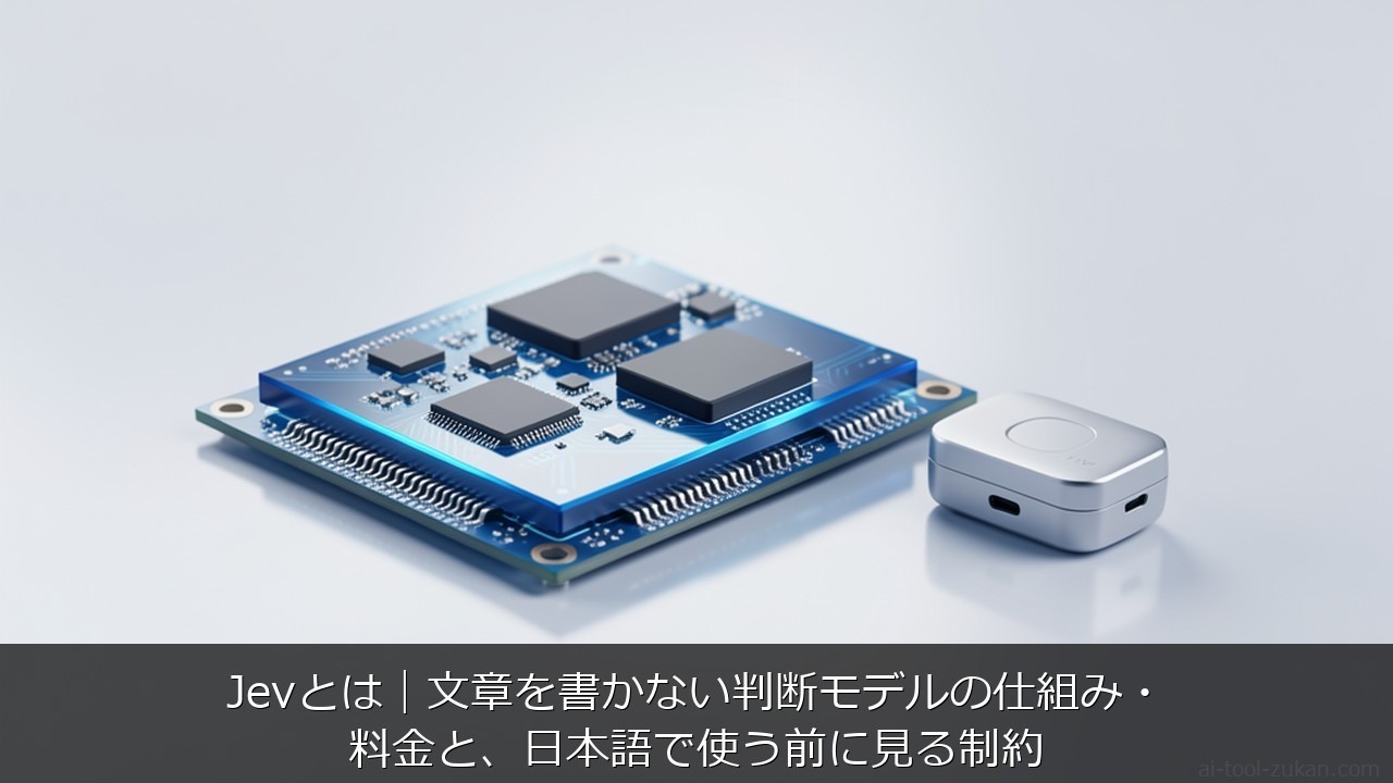 Jevに関する記事のアイキャッチ画像 - Jevとは｜文章を書かない判断モデルの仕組み・料金と、日本語で使う前に見る制約